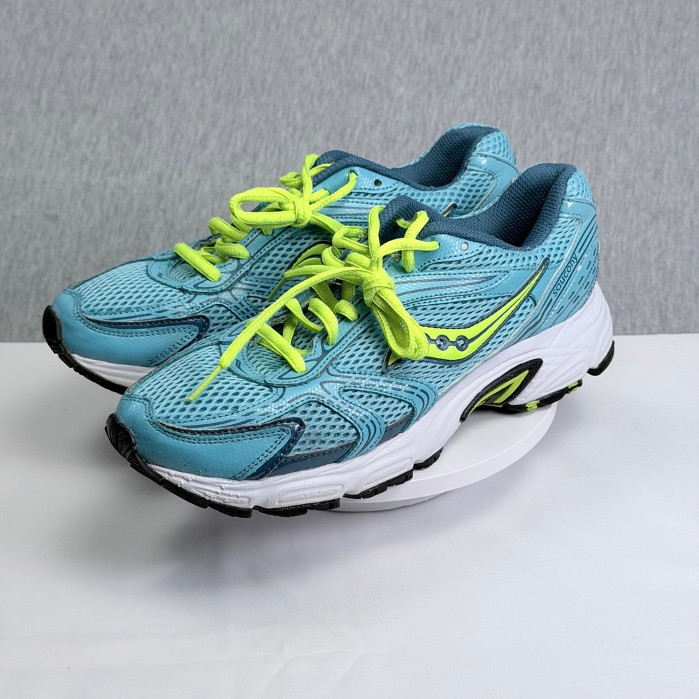 Saucony Grid Women 10 Blue Neon Yellow Running Shoes 15096-19 2013 DAMAGED